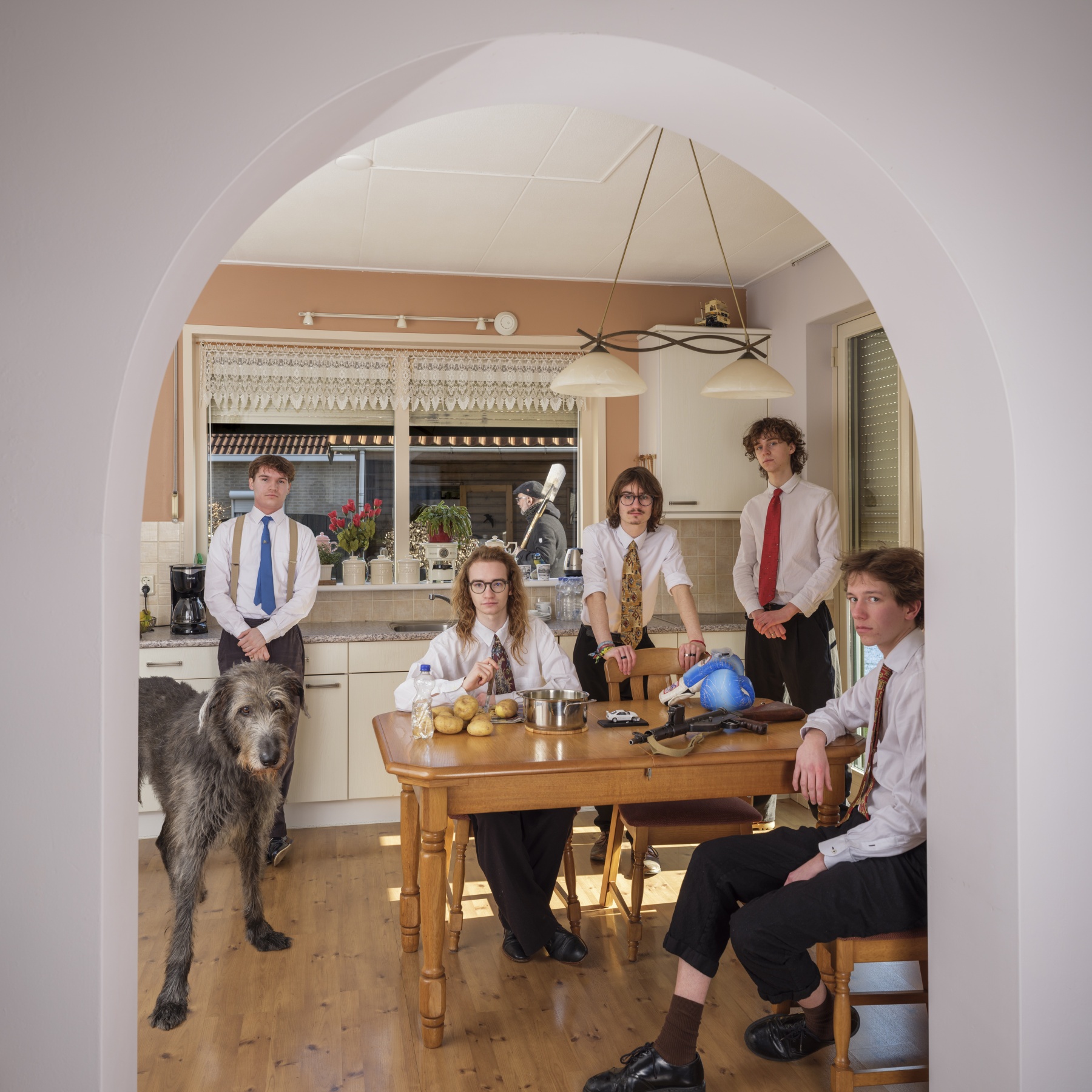 Band picture in a kitchen