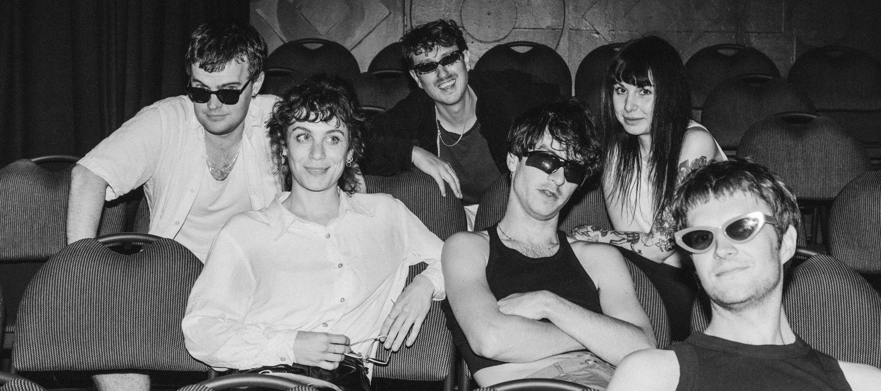 Black and white picture of a friend group