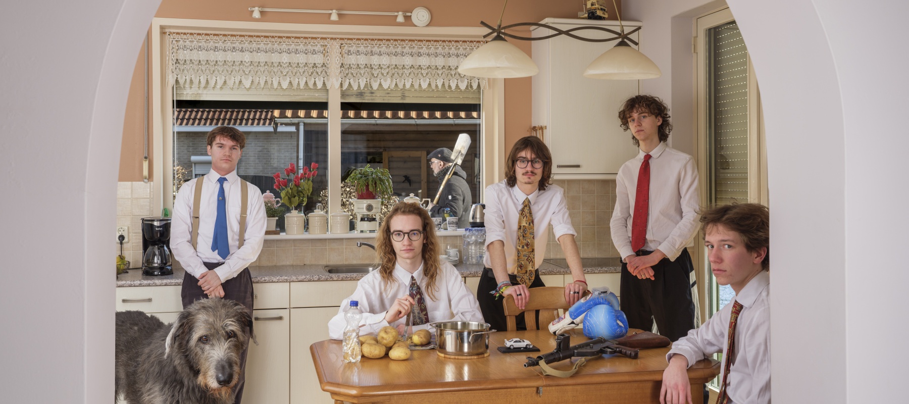 Band picture in a kitchen
