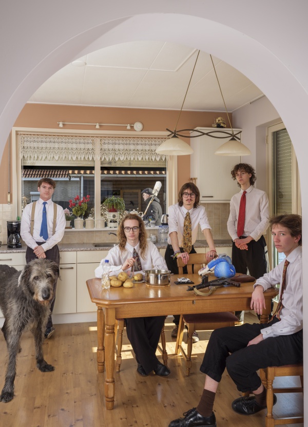 Band picture in a kitchen